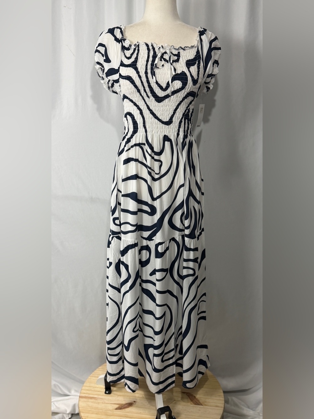 NWT Kindred Anthropologie Women's Zebra Print Maxi Dress Smocked XL